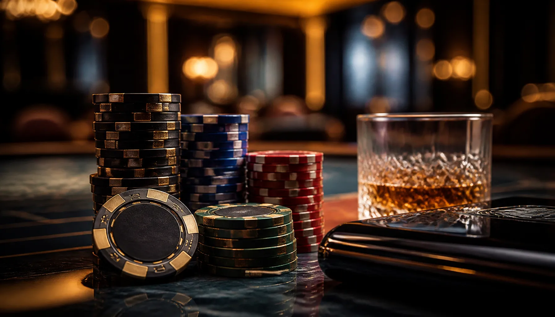 Fanned playing cards with a joker card on deep purple velvet surface under dramatic cinematic lighting